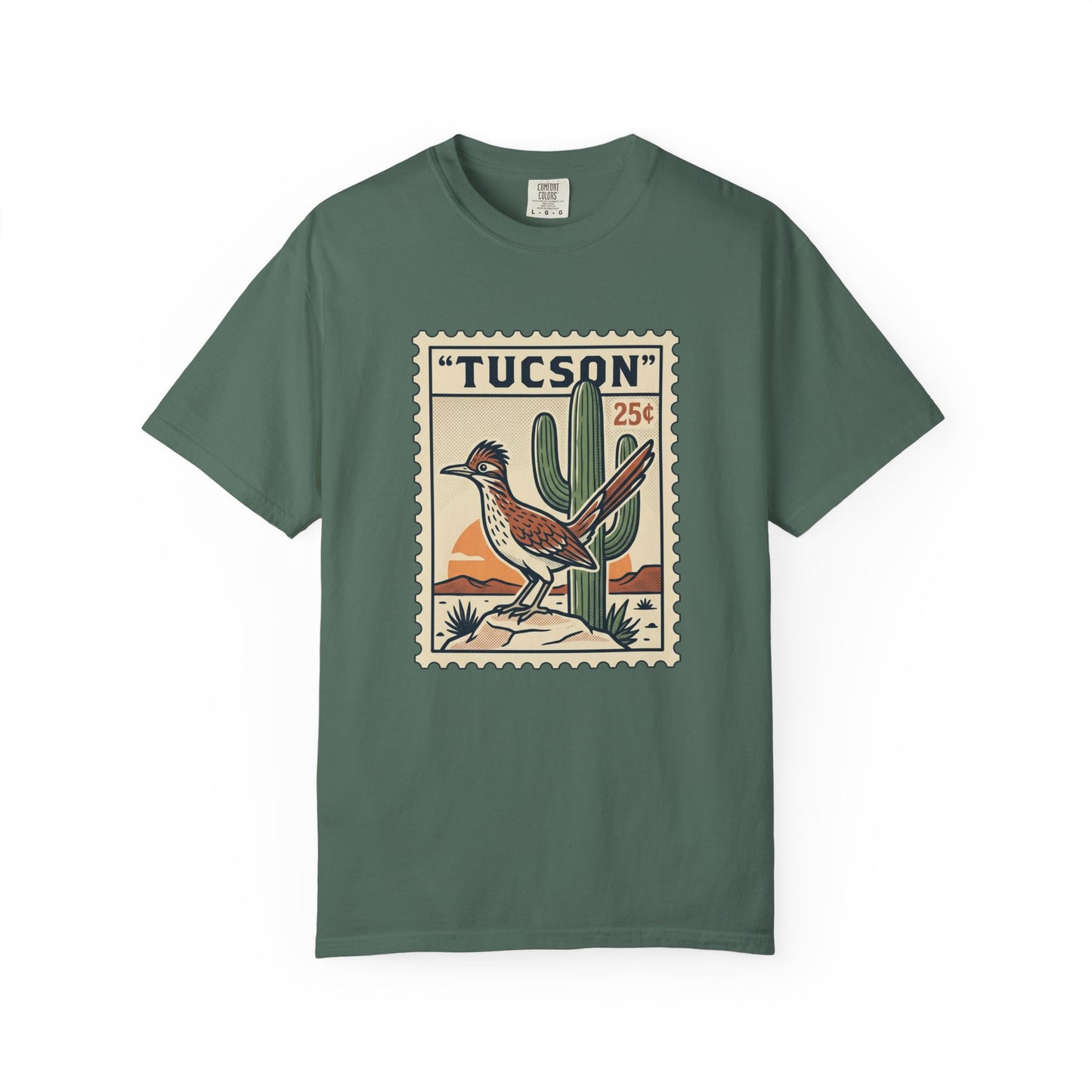 Tucson Roadrunner Stamp T-Shirt — Desert Cactus Vintage Travel Tee