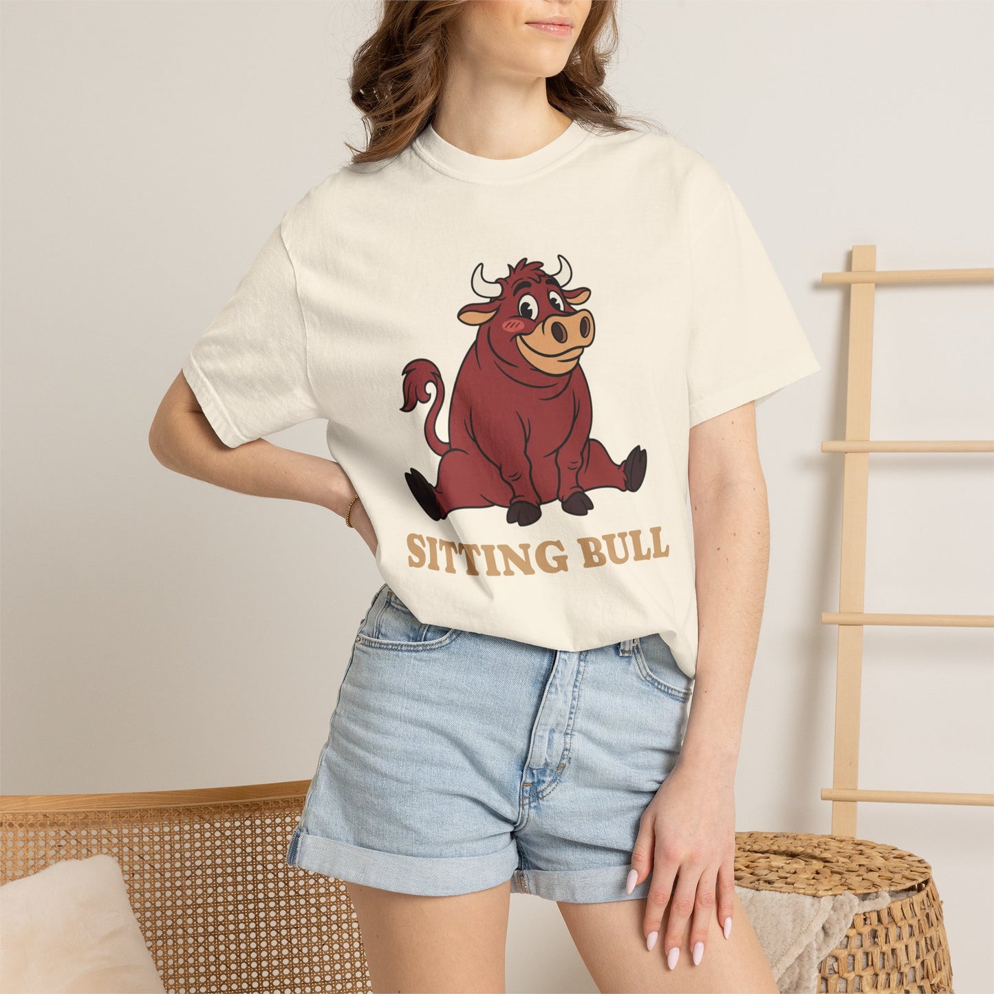 Sitting Bull Cartoon T-Shirt — Cute Sitting Bull Graphic Tee