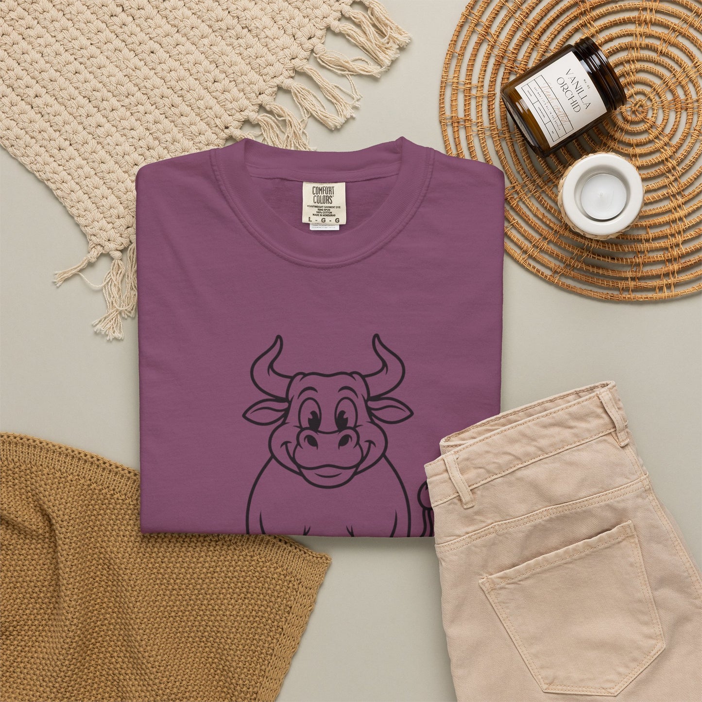 Sitting Bull Cute Cartoon Bull T‑Shirt — Playful Farm Animal Graphic Tee