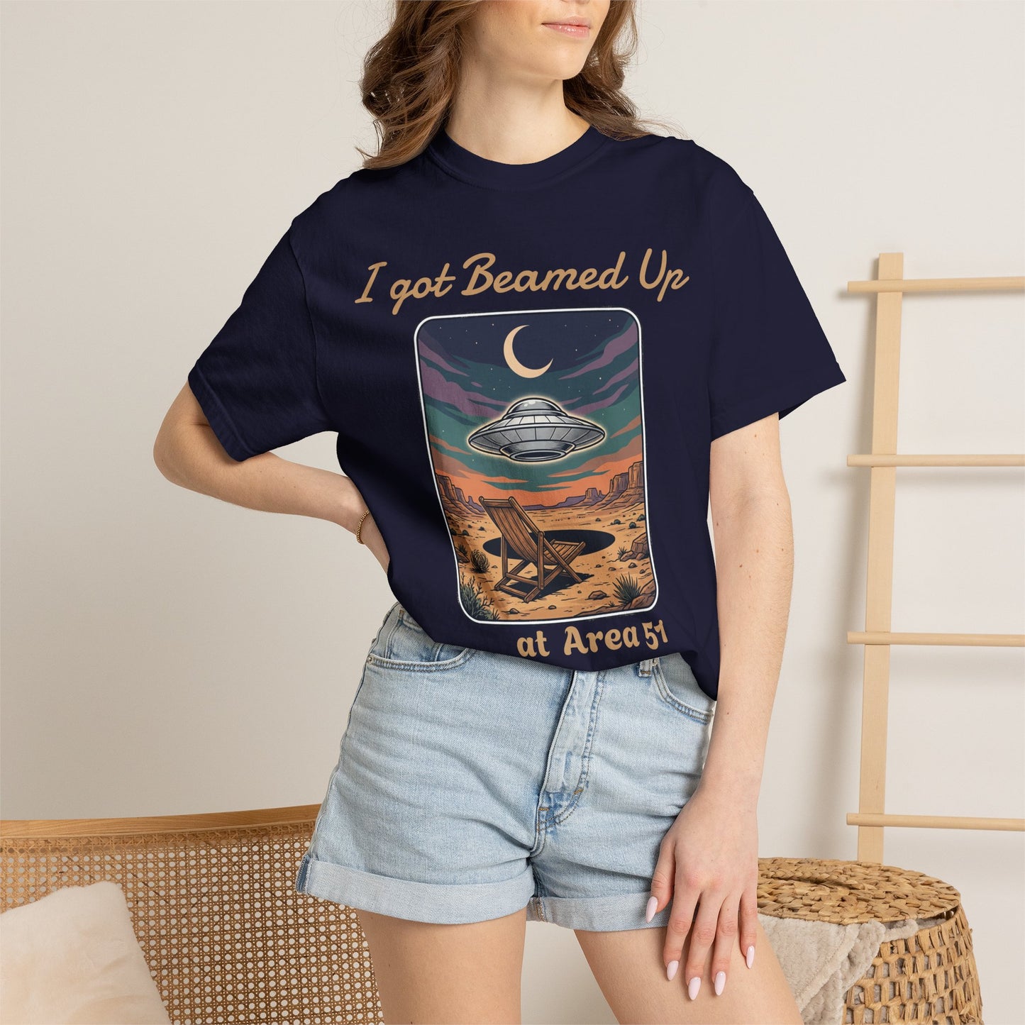 Area 51 UFO T-Shirt — "I Got Beamed Up at Area 51" Vintage Alien Graphic Tee