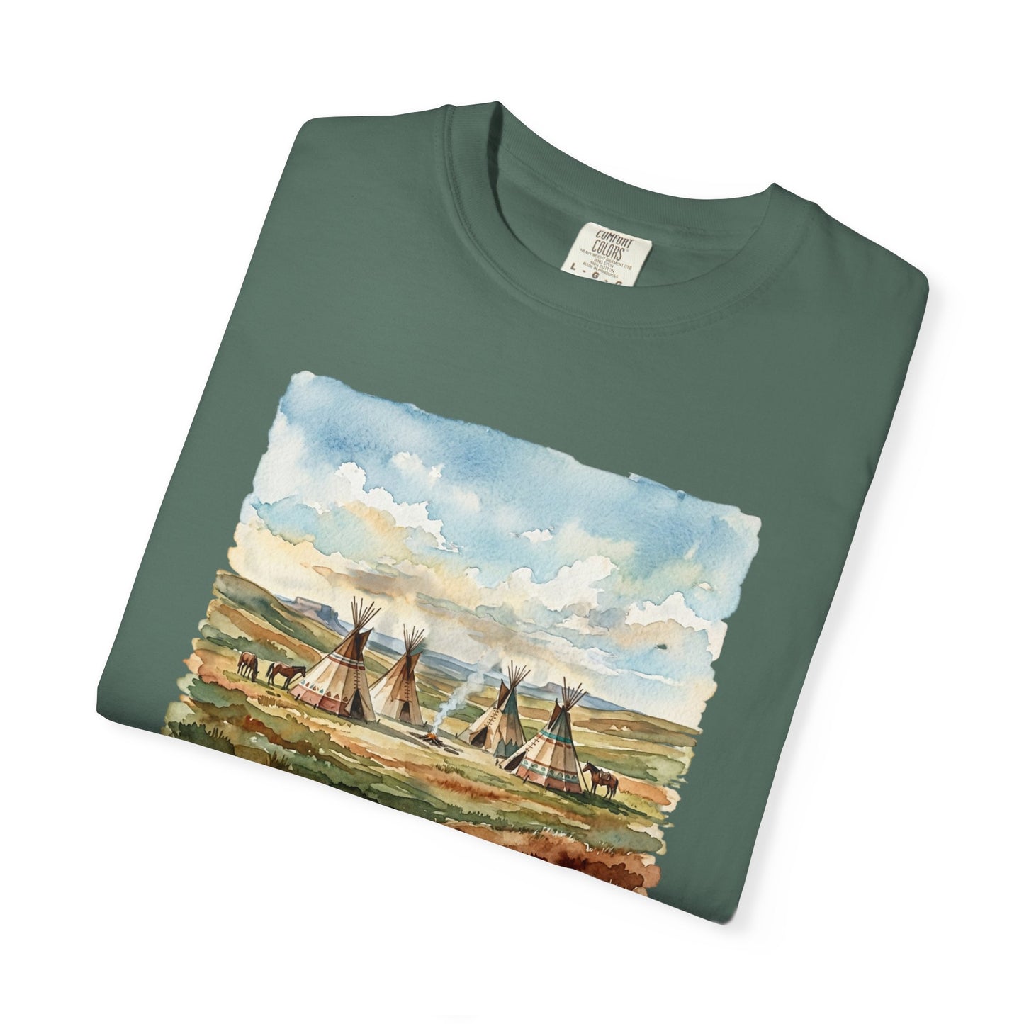 Prairie Tee with Teepee Landscape Print — Vintage Nature Graphic T-Shirt