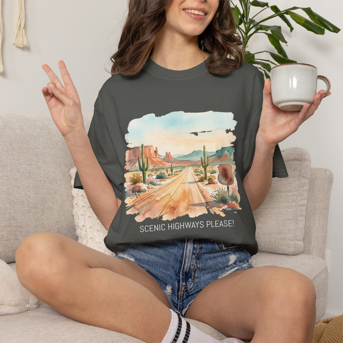 Scenic Highways Please! T-Shirt — Floral Travel Roadtrip Tee or