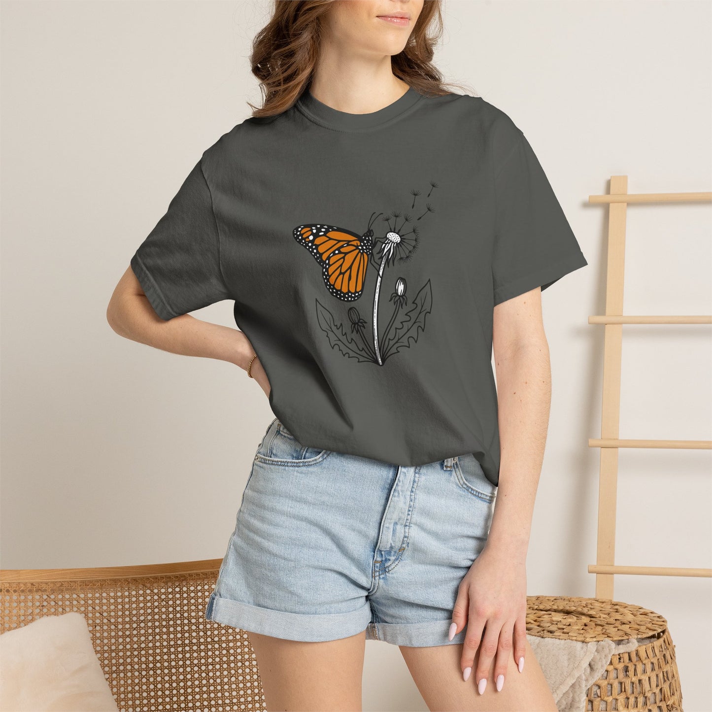 Butterfly & Dandelion T-Shirt — Monarch Nature Graphic Tee