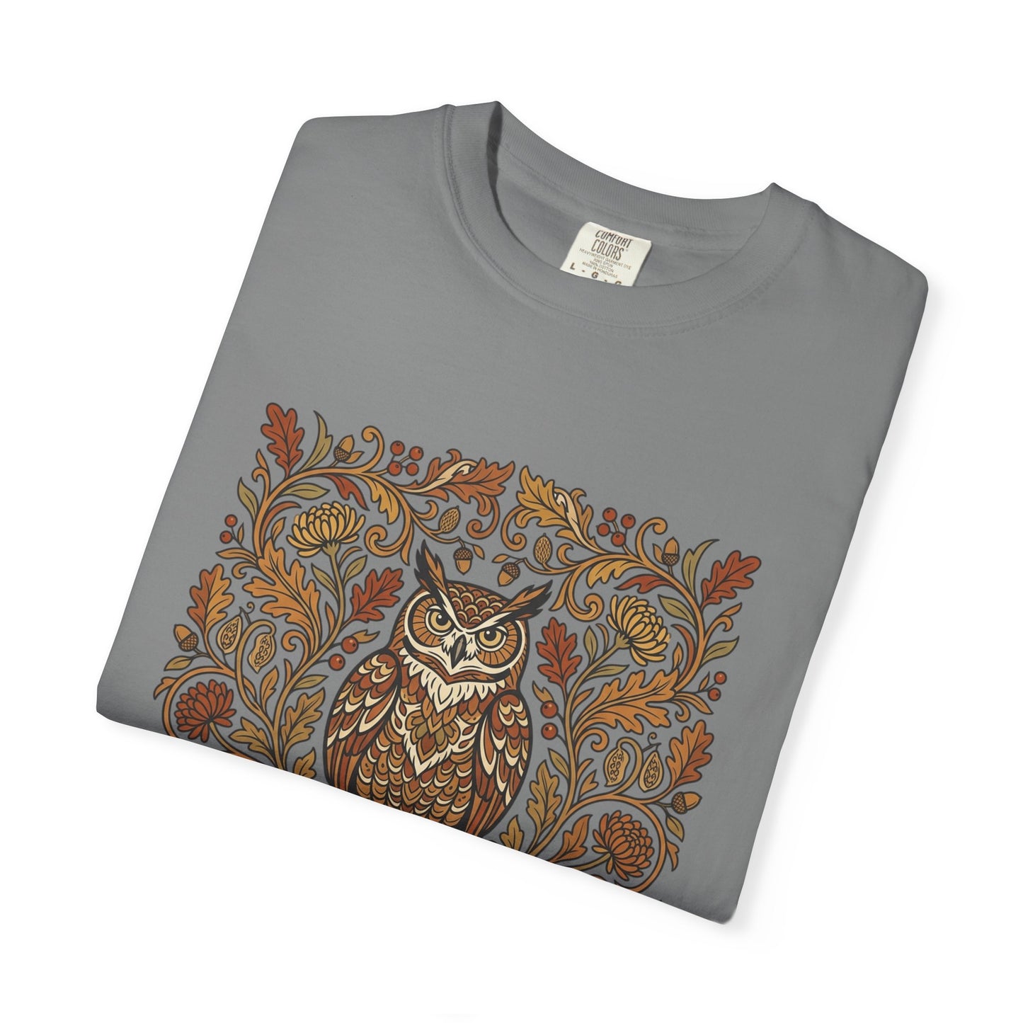 Vintage Floral Owl T-Shirt — Autumn Folk Art Graphic Tee