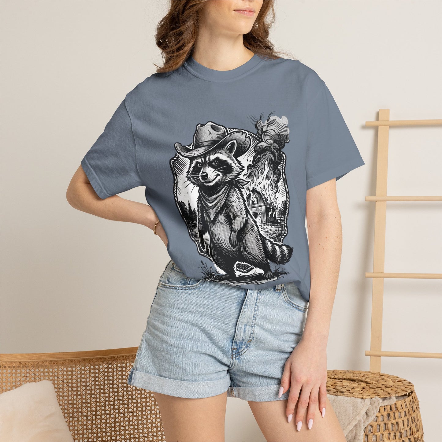 Raccoon Cowboy T‑Shirt — Vintage Western Forest Graphic Tee